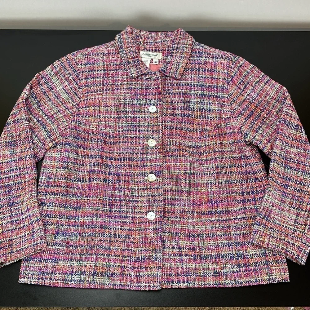 Vintage Coldwater‎ Creek Rainbow Weave Silk Blend Jewel Boucle Jacket Blazer 14P